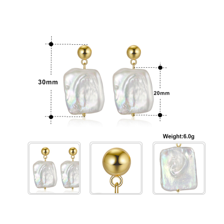 Cercei argint 925 placati cu rodiu cu perle naturale [3]