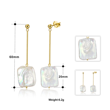 Cercei argint 925 placati cu aur 14K cu perle naturale [4]