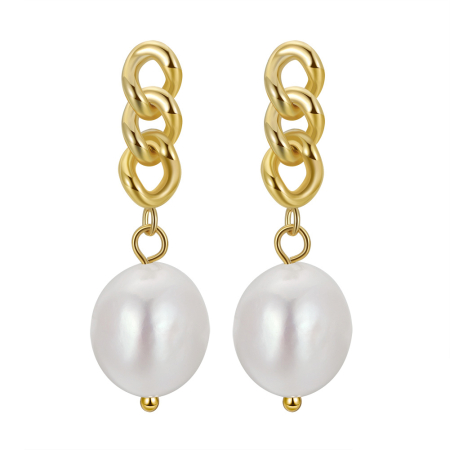 Cercei argint 925 placati cu aur 14K cu perle naturale