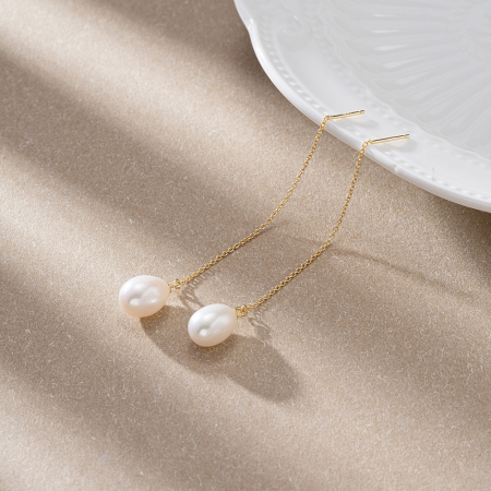 Cercei argint 925 placati cu aur 14K cu perle naturale [3]
