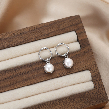 Cercei argint 925 placati cu rodiu cu perle naturale [2]