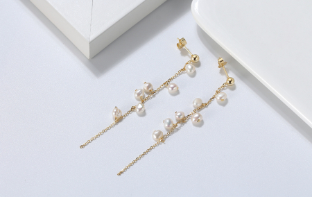 Cercei argint 925 placati cu aur 14K cu perle naturale [6]