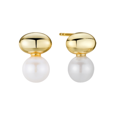 Cercei argint 925 placati cu aur 14K cu perle naturale