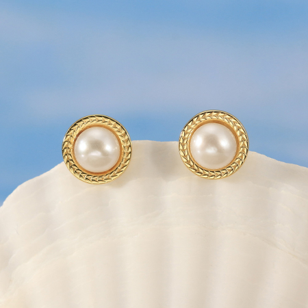 Cercei argint 925 placati cu aur 14K cu perle naturale [2]