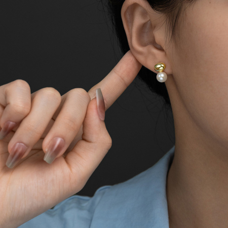 Cercei argint 925 placati cu aur 14K cu perle naturale [2]