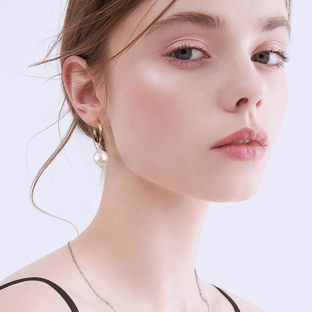 Cercei argint 925 placati cu aur 14K cu perle naturale [1]