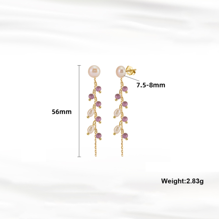 Cercei argint 925 placati cu aur 14K cu perle naturale si mica naturala [5]