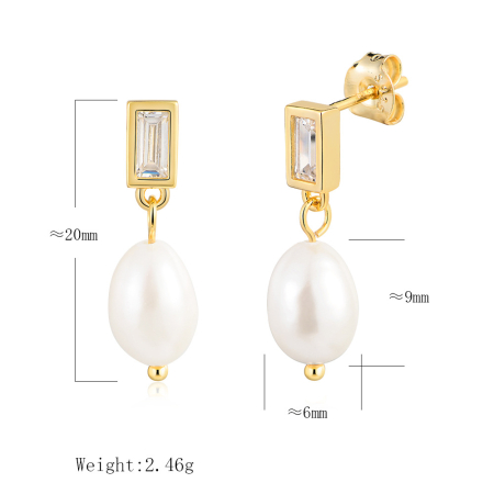 Cercei argint 925 placati cu aur 14K cu perle naturale si zirconiu [4]