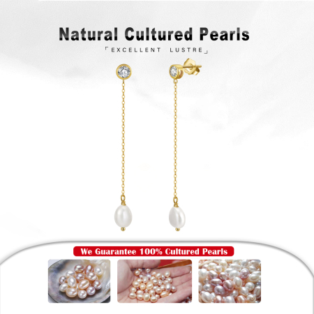 Cercei argint 925 placati cu aur 14K cu perle naturale si zirconiu [5]