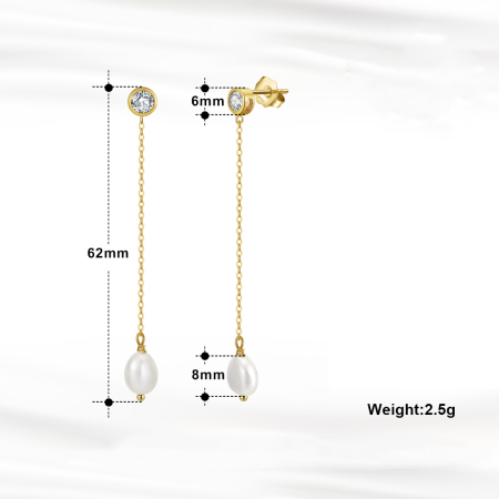 Cercei argint 925 placati cu aur 14K cu perle naturale si zirconiu [3]