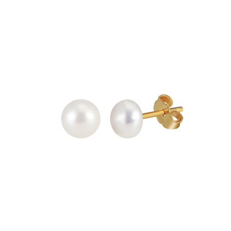 Cercei argint 925 placati cu aur 14K cu perle naturale tip buton