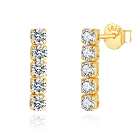 Cercei argint 925 placati cu aur 14K cu zirconiu