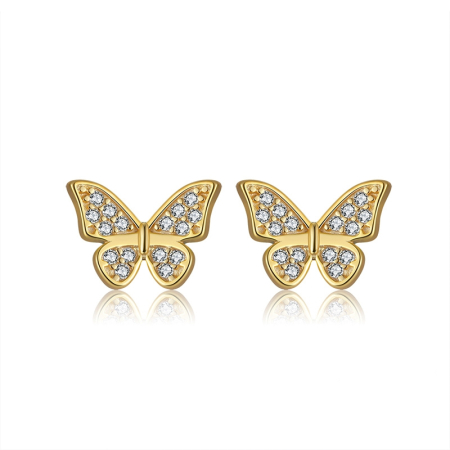 Cercei argint 925 placati cu aur 14K cu zirconiu