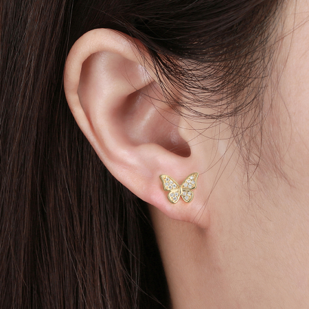 Cercei argint 925 placati cu aur 14K cu zirconiu [3]