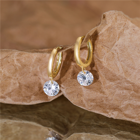 Cercei argint 925 placati cu aur 14K cu zirconiu [3]