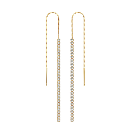 Cercei argint 925 placati cu aur 14K cu zirconiu