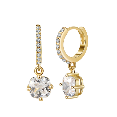 Cercei argint 925 placati cu aur 14K cu zirconiu clar
