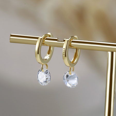 Cercei argint 925 placati cu aur 14K cu zirconiu [2]