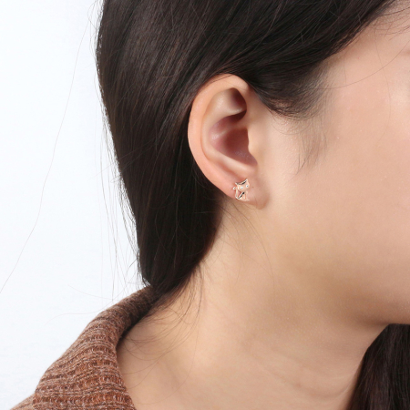 Cercei argint 925 placati cu aur roz cu zirconiu [1]