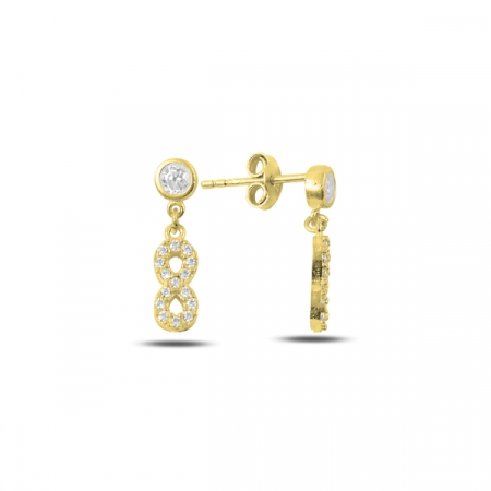 Cercei argint 925 placati cu aur, cu infinit si zirconii albe - ETU0119 [0]
