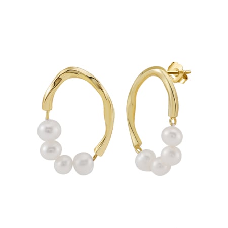 Cercei argint 925 placati cu aur 14K cu perle naturale