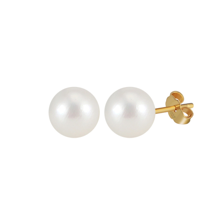 Cercei argint 925 placati cu aur 14K cu perle naturale rotunde