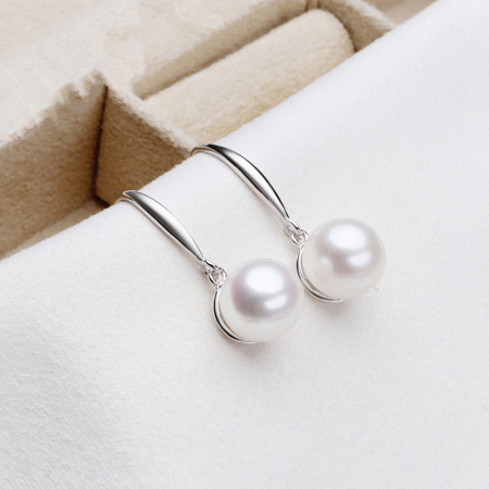 Cercei argint 925 placati cu rodiu cu perle naturale [4]