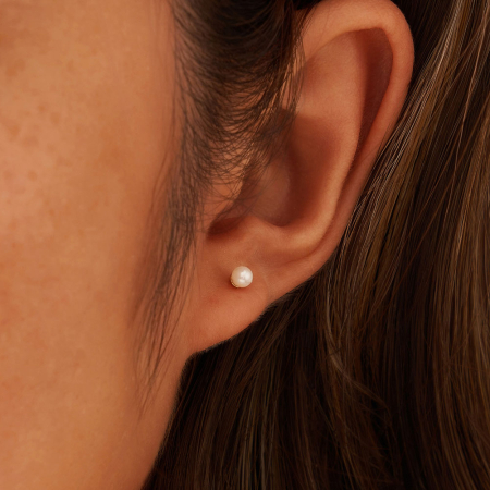 Cercei argint 925 placati cu aur 14K cu perle naturale rotunde [4]
