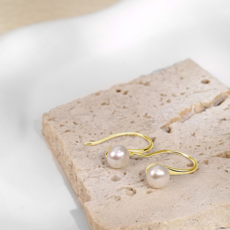 Cercei argint 925 placati cu aur 14 k cu perle naturale [2]