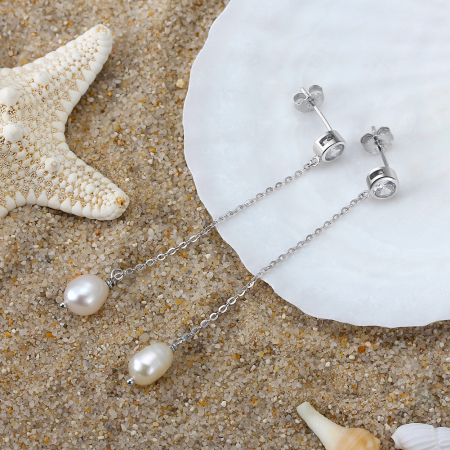 Cercei argint 925 placati cu rodiu cu perle naturale si zirconiu [2]