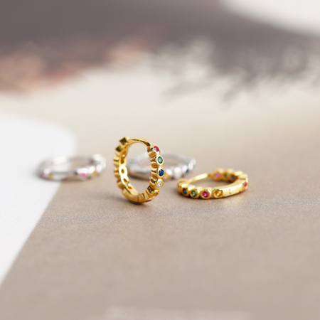 Cercei argint 925 placati cu aur 18K cu zirconii colorate [8]