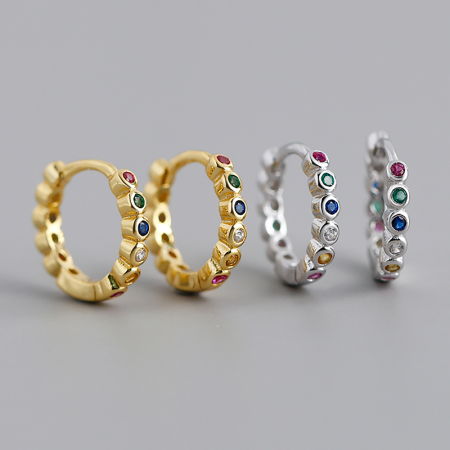 Cercei argint 925 placati cu aur 18K cu zirconii colorate [6]