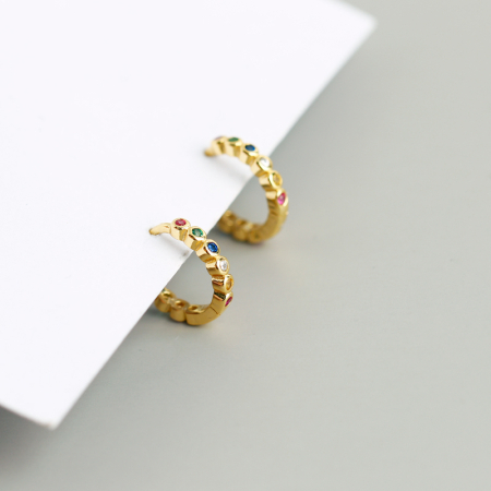 Cercei argint 925 placati cu aur 18K cu zirconii colorate [5]