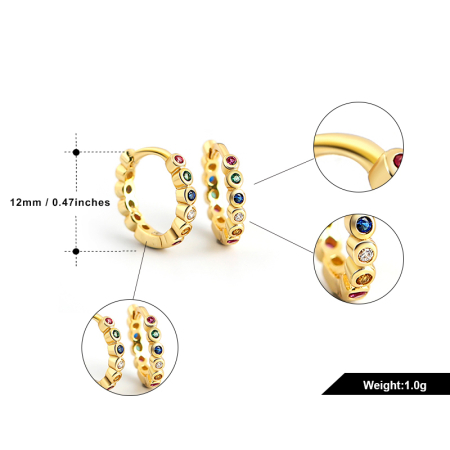Cercei argint 925 placati cu aur 18K cu zirconii colorate [3]