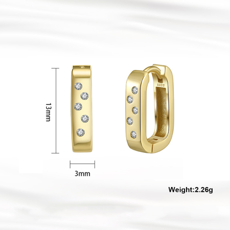 Cercei argint 925 placati cu aur 14K cu zirconiu