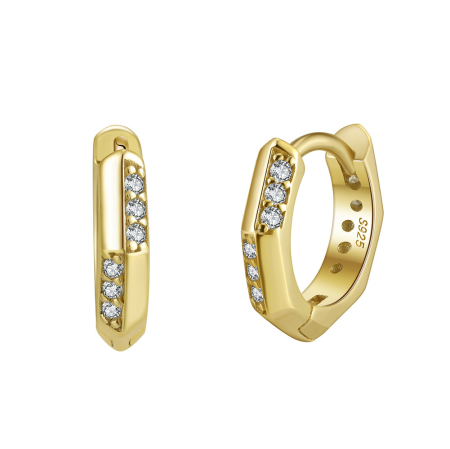 Cercei argint 925 placati cu aur 14K cu zirconiu