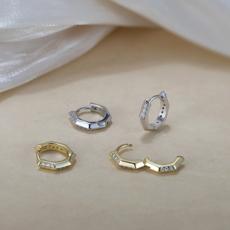 Cercei argint 925 placati cu aur 14K cu zirconiu [5]