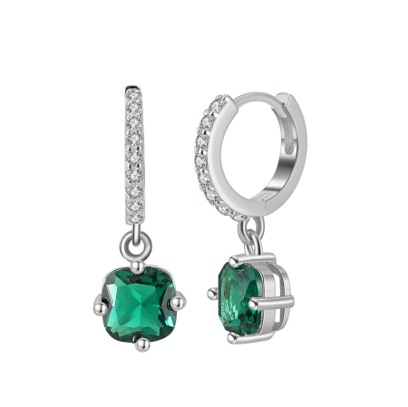 Cercei argint 925 placati cu rodiu cu zirconiu verde
