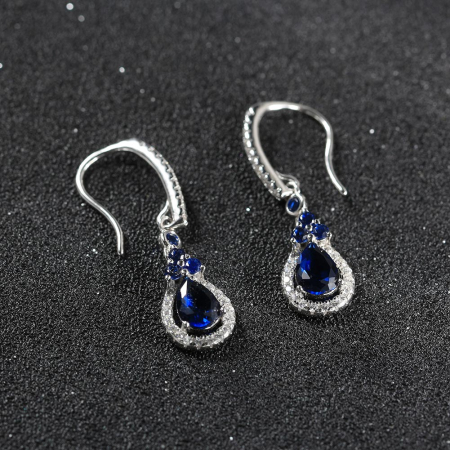 Cercei argint 925 placati cu rodiu cu zirconiu safir [2]