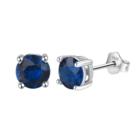 Cercei argint 925 placati cu rodiu cu zirconiu safir