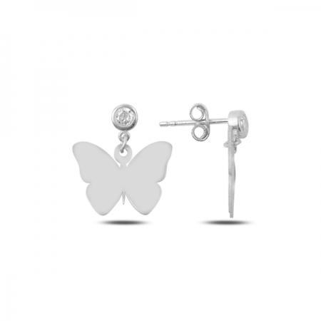 Cercei argint 925 rodiat cu zirconii albe si fluturasi - Be Nature ETU0082 [0]