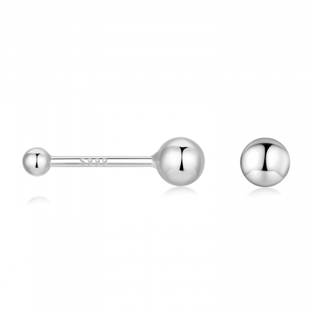 Cercei argint 999 cu bilute de 2 mm, 10 mm lungime