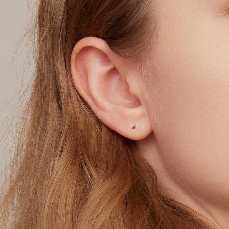 Cercei argint 999 placati cu aur, cu bilute de 1 mm, 9 mm lungime [1]