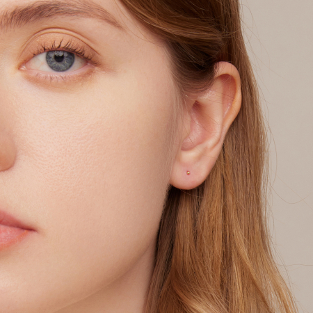 Cercei argint 999 placati cu aur, cu bilute de 1 mm, 9 mm lungime [2]