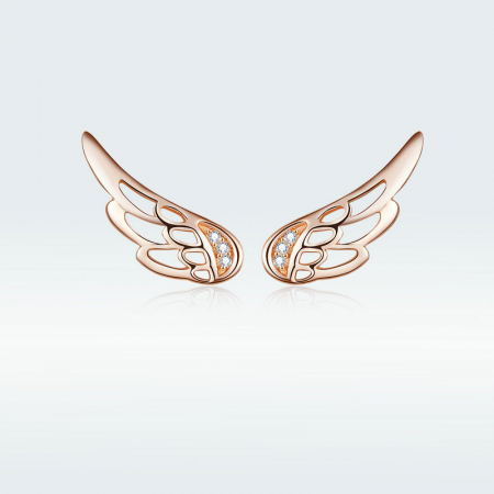 Cercei argint aripi de inger placati cu aur roz [6]