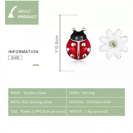 Cercei argint asimetrici floare si gargarita [4]