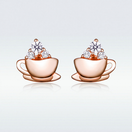 Cercei argint cesti de cafea placati cu aur roz [5]