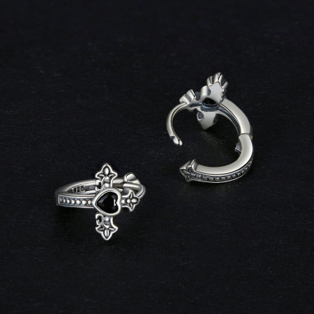 Cercei argint cruce si inima [2]