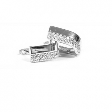 Cercei argint cu 2 randuri de zirconii albe placat cu rodiu - ETU0112 [1]