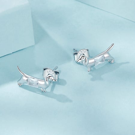 Cercei argint cu catei Dachshund (Teckel) [2]